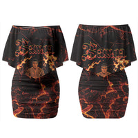 Samoa Siva Afi Dance Fireknife Couples Matching Off Shoulder Short Dress and Long Sleeve Button Shirt Polynesian Heritage Fire Dance LT9 - Polynesian Pride