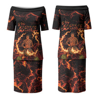 Samoa Siva Afi Dance Fireknife Couples Matching Puletasi and Long Sleeve Button Shirt Polynesian Heritage Fire Dance LT9 - Polynesian Pride