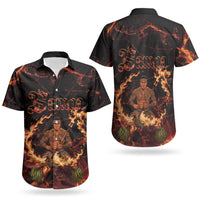 Samoa Siva Afi Dance Fireknife Couples Matching Short Sleeve Bodycon Dress and Hawaiian Shirt Polynesian Heritage Fire Dance LT9 - Polynesian Pride