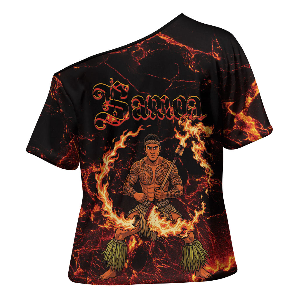Samoa Siva Afi Dance Fireknife Cross Shoulder Shirt Polynesian Heritage Fire Dance LT9 - Polynesian Pride