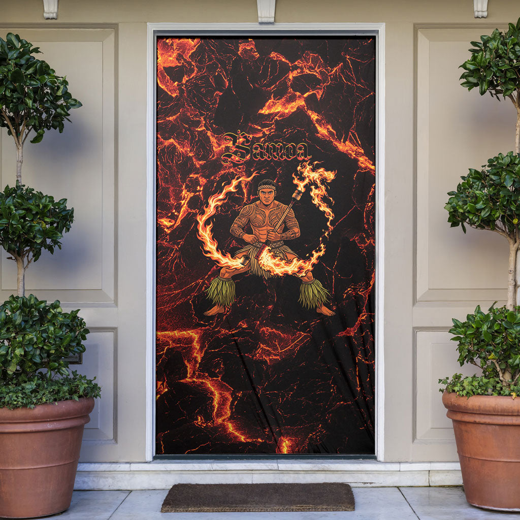 Samoa Siva Afi Dance Fireknife Door Cover Polynesian Heritage Fire Dance LT9 Black - Polynesian Pride