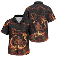 Samoa Siva Afi Dance Fireknife Family Matching Off The Shoulder Long Sleeve Dress and Hawaiian Shirt Polynesian Heritage Fire Dance LT9 Son's Shirt Black - Polynesian Pride