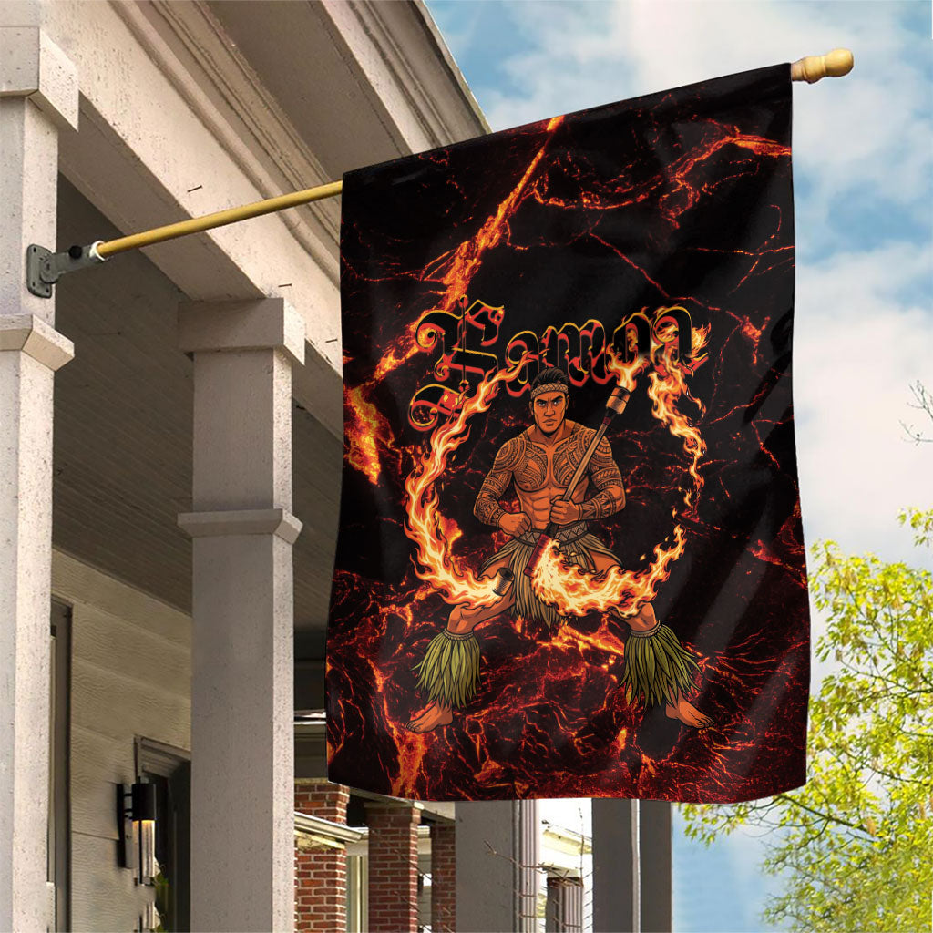 Samoa Siva Afi Dance Fireknife Garden Flag Polynesian Heritage Fire Dance LT9 House Flag Black - Polynesian Pride