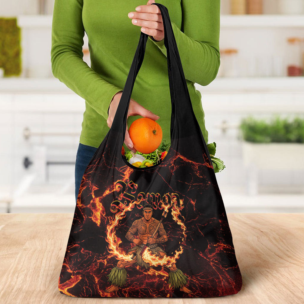 Samoa Siva Afi Dance Fireknife Grocery Bag Polynesian Heritage Fire Dance LT9 - Polynesian Pride