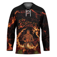 Samoa Siva Afi Dance Fireknife Hockey Jersey Polynesian Heritage Fire Dance LT9 Unisex Black - Polynesian Pride