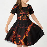 Samoa Siva Afi Dance Fireknife Kid Short Sleeve Dress Polynesian Heritage Fire Dance LT9 KID Black - Polynesian Pride