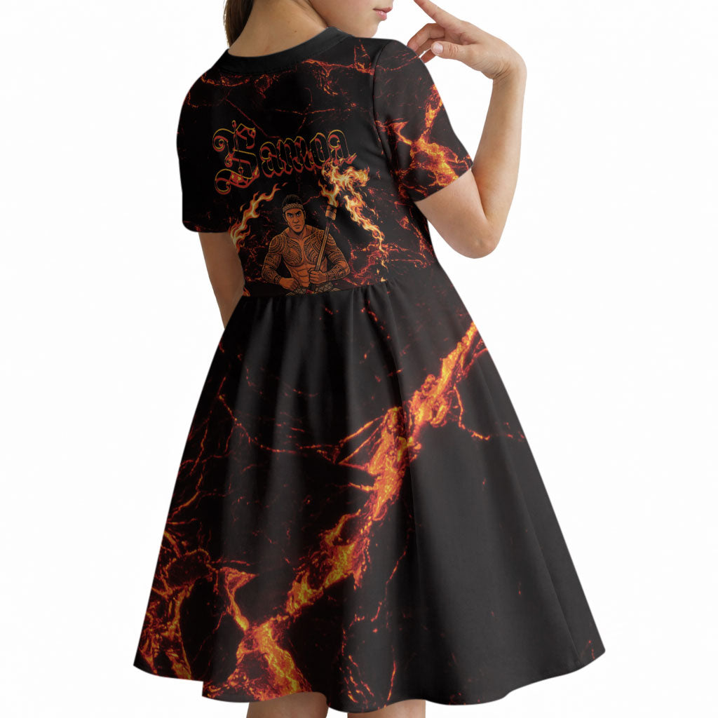 Samoa Siva Afi Dance Fireknife Kid Short Sleeve Dress Polynesian Heritage Fire Dance LT9 - Polynesian Pride