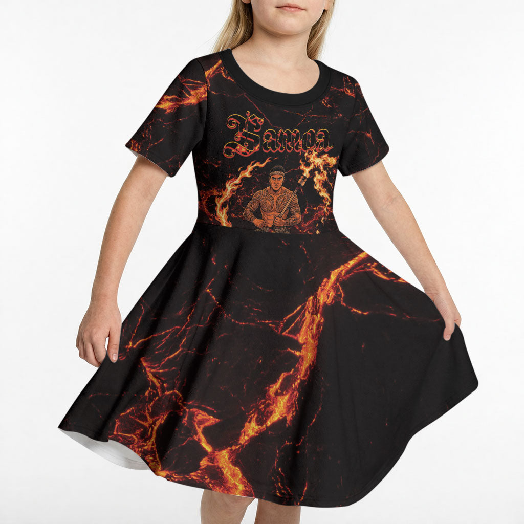 Samoa Siva Afi Dance Fireknife Kid Short Sleeve Dress Polynesian Heritage Fire Dance LT9 - Polynesian Pride
