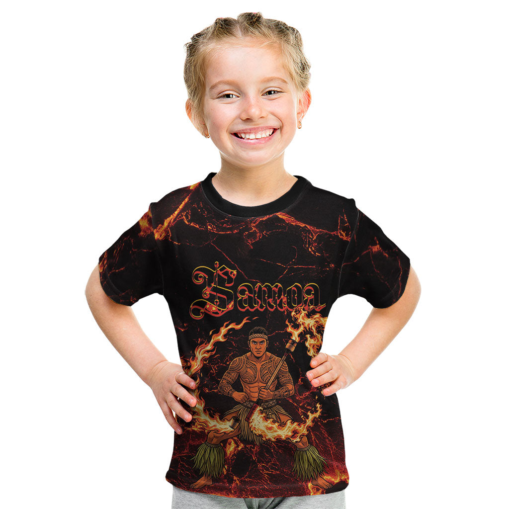 Samoa Siva Afi Dance Fireknife Kid T Shirt Polynesian Heritage Fire Dance LT9 Black - Polynesian Pride