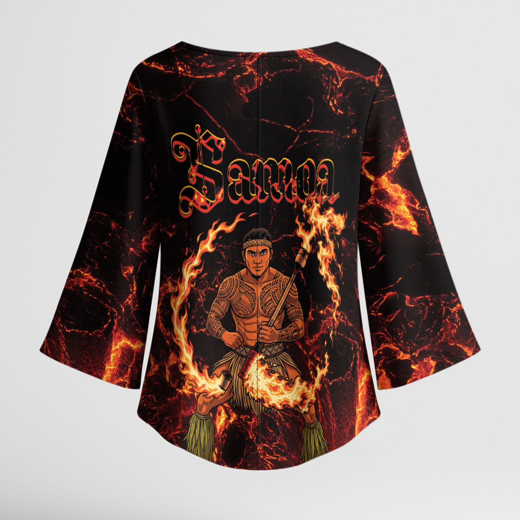 Samoa Siva Afi Dance Fireknife Kimono Sleeve Blouse Polynesian Heritage Fire Dance LT9 - Polynesian Pride