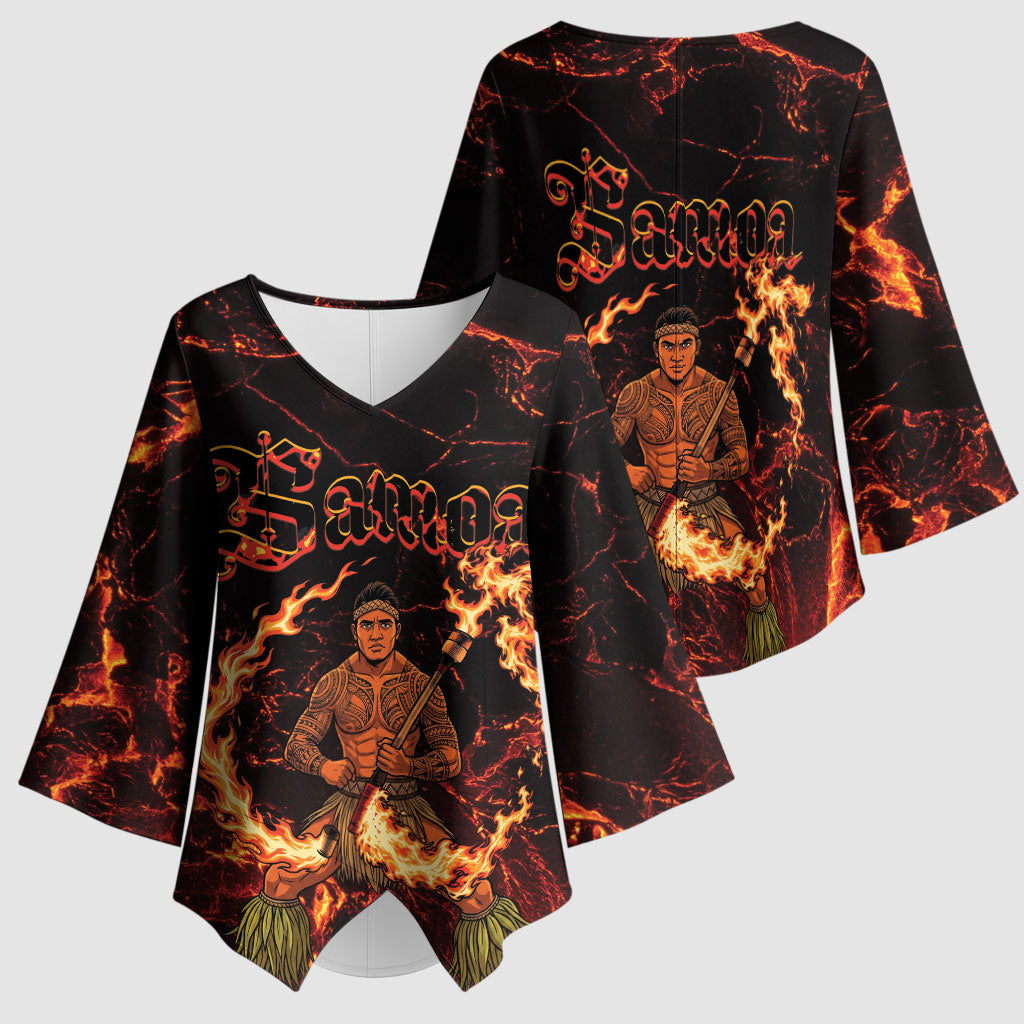 Samoa Siva Afi Dance Fireknife Kimono Sleeve Blouse Polynesian Heritage Fire Dance LT9 - Polynesian Pride