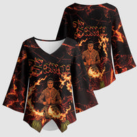Samoa Siva Afi Dance Fireknife Kimono Sleeve Blouse Polynesian Heritage Fire Dance LT9 - Polynesian Pride