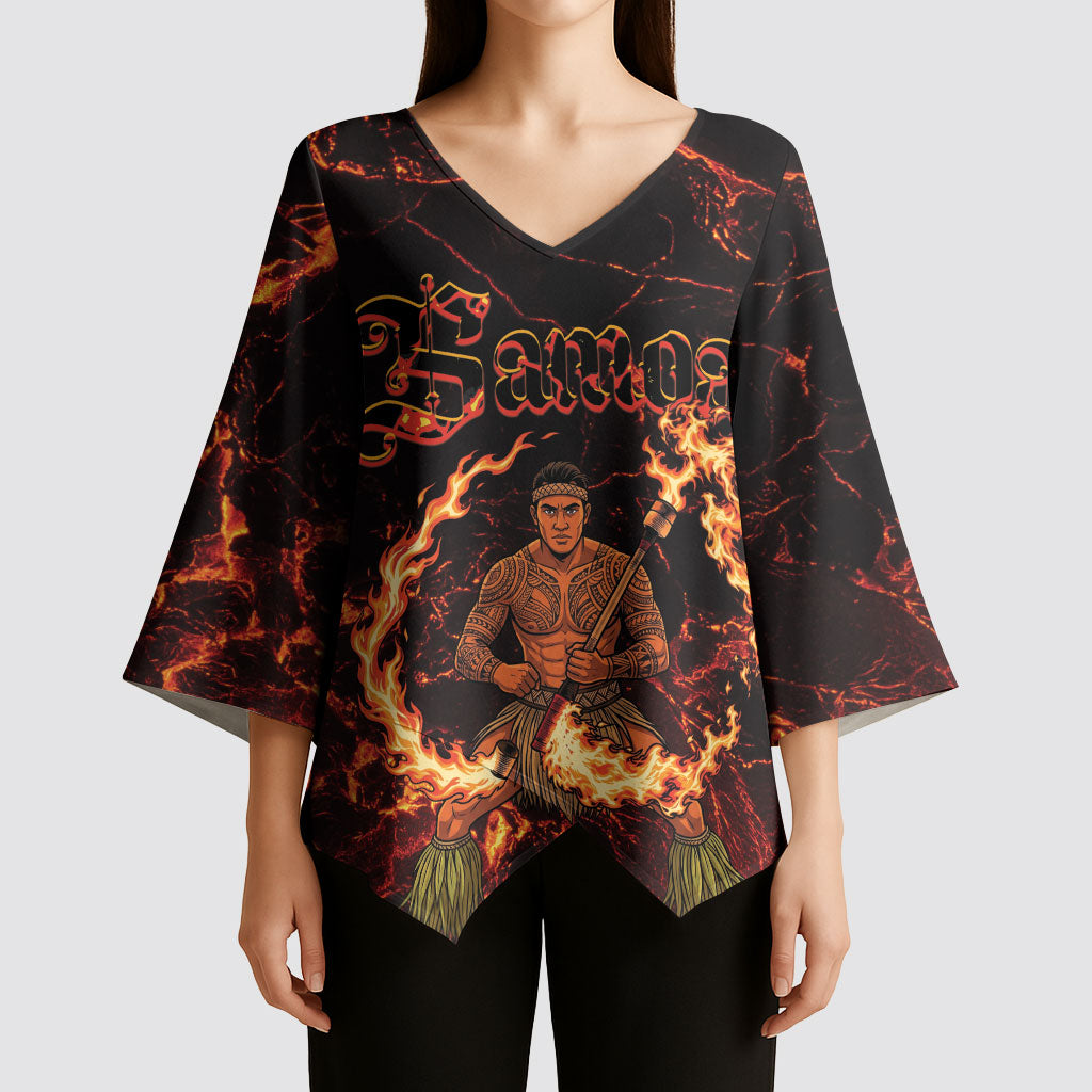 Samoa Siva Afi Dance Fireknife Kimono Sleeve Blouse Polynesian Heritage Fire Dance LT9 - Polynesian Pride