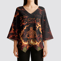 Samoa Siva Afi Dance Fireknife Kimono Sleeve Blouse Polynesian Heritage Fire Dance LT9 - Polynesian Pride