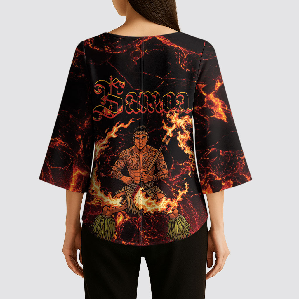 Samoa Siva Afi Dance Fireknife Kimono Sleeve Blouse Polynesian Heritage Fire Dance LT9 - Polynesian Pride