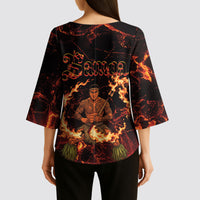 Samoa Siva Afi Dance Fireknife Kimono Sleeve Blouse Polynesian Heritage Fire Dance LT9 - Polynesian Pride