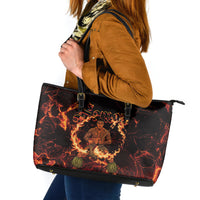 Samoa Siva Afi Dance Fireknife Leather Tote Bag Polynesian Heritage Fire Dance LT9 Black - Polynesian Pride