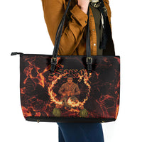Samoa Siva Afi Dance Fireknife Leather Tote Bag Polynesian Heritage Fire Dance LT9 - Polynesian Pride