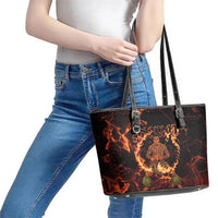 Samoa Siva Afi Dance Fireknife Leather Tote Bag Polynesian Heritage Fire Dance LT9 - Polynesian Pride