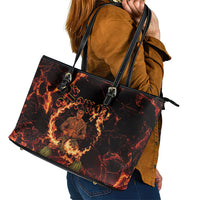 Samoa Siva Afi Dance Fireknife Leather Tote Bag Polynesian Heritage Fire Dance LT9 - Polynesian Pride