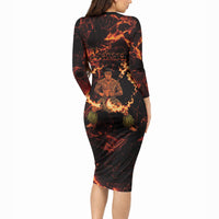 Samoa Siva Afi Dance Fireknife Long Sleeve Bodycon Dress Polynesian Heritage Fire Dance LT9 - Polynesian Pride