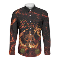 Samoa Siva Afi Dance Fireknife Long Sleeve Button Shirt Polynesian Heritage Fire Dance LT9 Unisex Black - Polynesian Pride