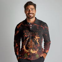 Samoa Siva Afi Dance Fireknife Long Sleeve Polo Shirt Polynesian Heritage Fire Dance LT9 - Polynesian Pride