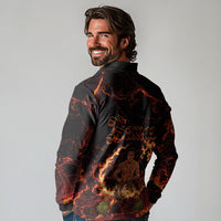 Samoa Siva Afi Dance Fireknife Long Sleeve Polo Shirt Polynesian Heritage Fire Dance LT9 - Polynesian Pride