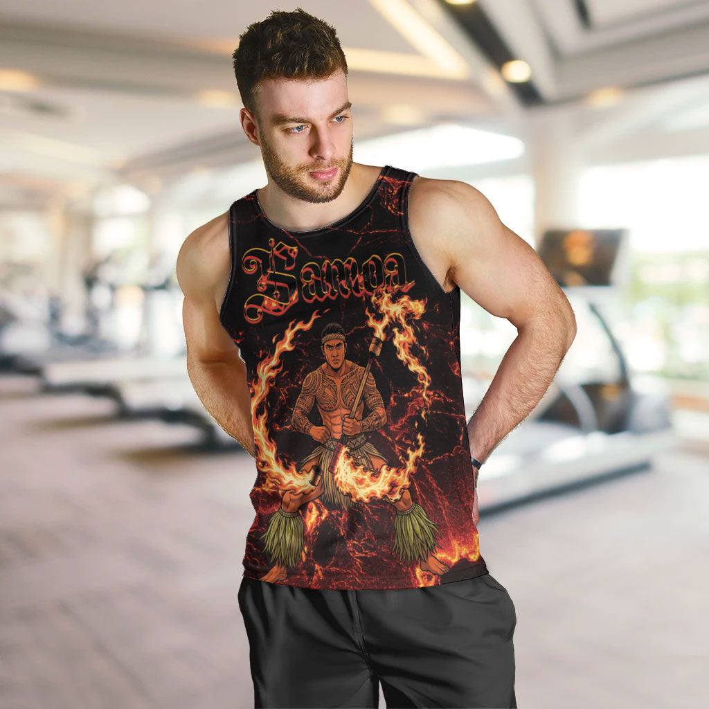 Samoa Siva Afi Dance Fireknife Men Tank Top Polynesian Heritage Fire Dance LT9 Black - Polynesian Pride