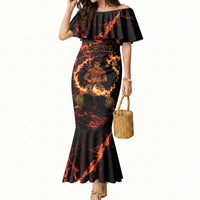 Samoa Siva Afi Dance Fireknife Mermaid Dress Polynesian Heritage Fire Dance LT9 Women Black - Polynesian Pride