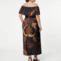 Samoa Siva Afi Dance Fireknife Off Shoulder Maxi Dress Polynesian Heritage Fire Dance LT9 - Polynesian Pride