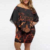 Samoa Siva Afi Dance Fireknife Off Shoulder Short Dress Polynesian Heritage Fire Dance LT9 Women Black - Polynesian Pride