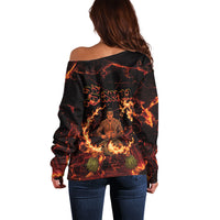 Samoa Siva Afi Dance Fireknife Off Shoulder Sweater Polynesian Heritage Fire Dance LT9 - Polynesian Pride