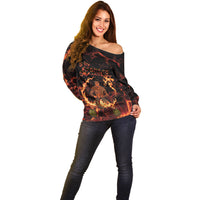 Samoa Siva Afi Dance Fireknife Off Shoulder Sweater Polynesian Heritage Fire Dance LT9 - Polynesian Pride