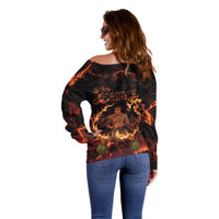 Samoa Siva Afi Dance Fireknife Off Shoulder Sweater Polynesian Heritage Fire Dance LT9 - Polynesian Pride