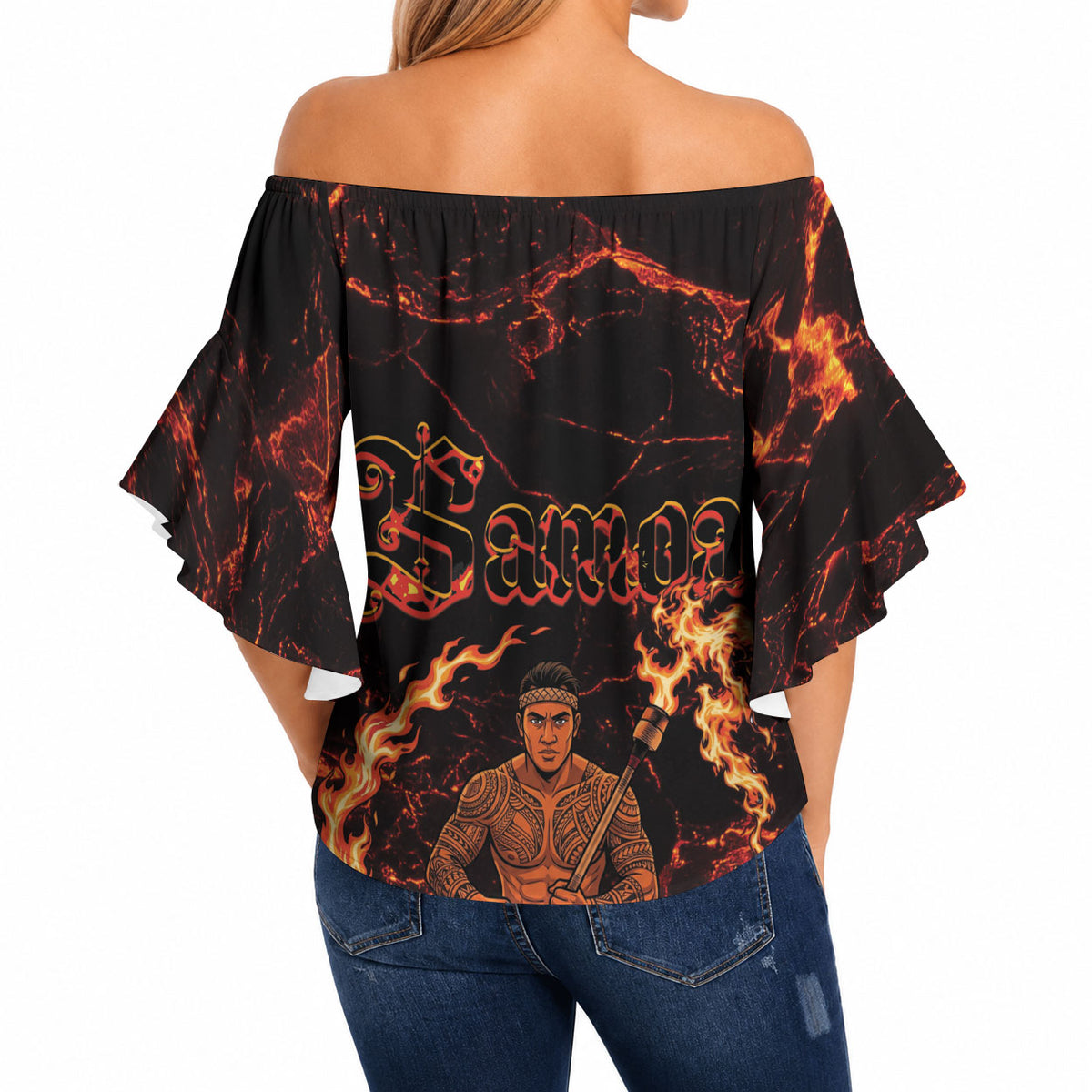 Samoa Siva Afi Dance Fireknife Off Shoulder Wrap Waist Top Polynesian Heritage Fire Dance LT9 - Polynesian Pride