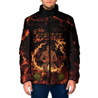 Samoa Siva Afi Dance Fireknife Padded Jacket Polynesian Heritage Fire Dance LT9 Men Black - Polynesian Pride