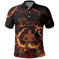 Samoa Siva Afi Dance Fireknife Polo Shirt Polynesian Heritage Fire Dance LT9 Black - Polynesian Pride