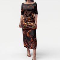 Samoa Siva Afi Dance Fireknife Puletasi Polynesian Heritage Fire Dance LT9 Long Dress Black - Polynesian Pride