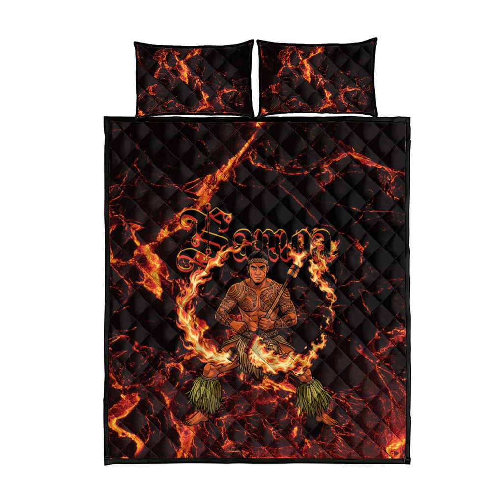 Samoa Siva Afi Dance Fireknife Quilt Bed Set Polynesian Heritage Fire Dance LT9 - Polynesian Pride