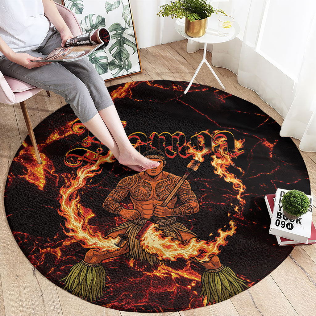 Samoa Siva Afi Dance Fireknife Round Carpet Polynesian Heritage Fire Dance LT9 - Polynesian Pride