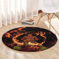 Samoa Siva Afi Dance Fireknife Round Carpet Polynesian Heritage Fire Dance LT9 - Polynesian Pride