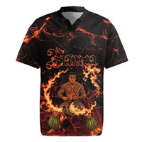 Samoa Siva Afi Dance Fireknife Rugby Jersey Polynesian Heritage Fire Dance LT9 Black - Polynesian Pride