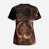 Samoa Siva Afi Dance Fireknife Scrub Top Polynesian Heritage Fire Dance LT9 - Polynesian Pride