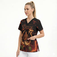 Samoa Siva Afi Dance Fireknife Scrub Top Polynesian Heritage Fire Dance LT9 - Polynesian Pride