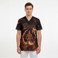 Samoa Siva Afi Dance Fireknife Scrub Top Polynesian Heritage Fire Dance LT9 - Polynesian Pride
