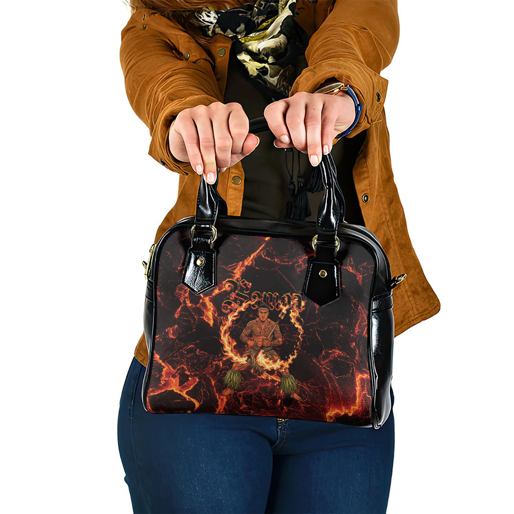 Samoa Siva Afi Dance Fireknife Shoulder Handbag Polynesian Heritage Fire Dance LT9 One Size Black - Polynesian Pride