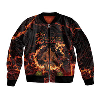 Samoa Siva Afi Dance Fireknife Sleeve Zip Bomber Jacket Polynesian Heritage Fire Dance LT9 Unisex Black - Polynesian Pride