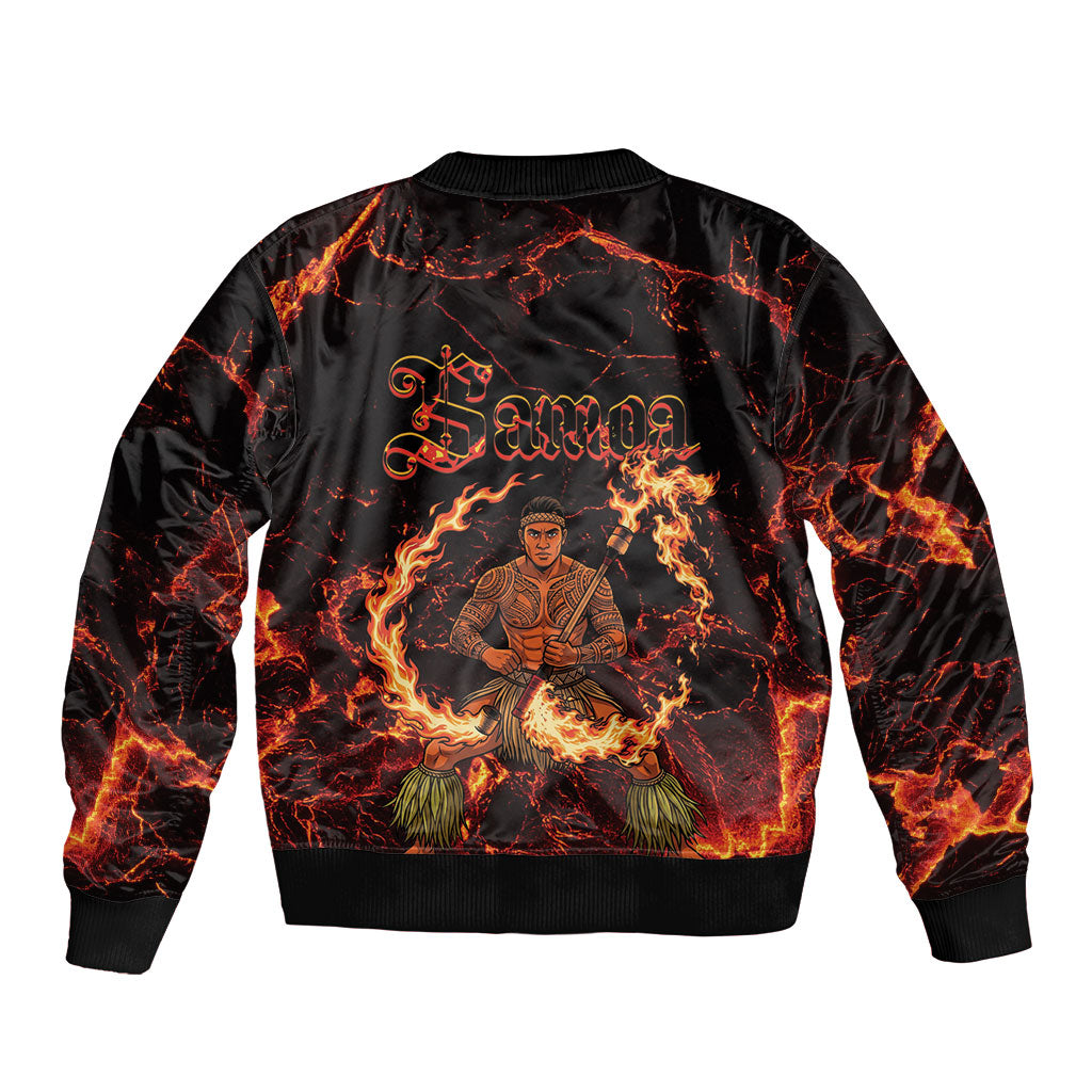 Samoa Siva Afi Dance Fireknife Sleeve Zip Bomber Jacket Polynesian Heritage Fire Dance LT9 - Polynesian Pride
