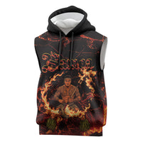 Samoa Siva Afi Dance Fireknife Sleeveless Hoodie Polynesian Heritage Fire Dance LT9 Black - Polynesian Pride
